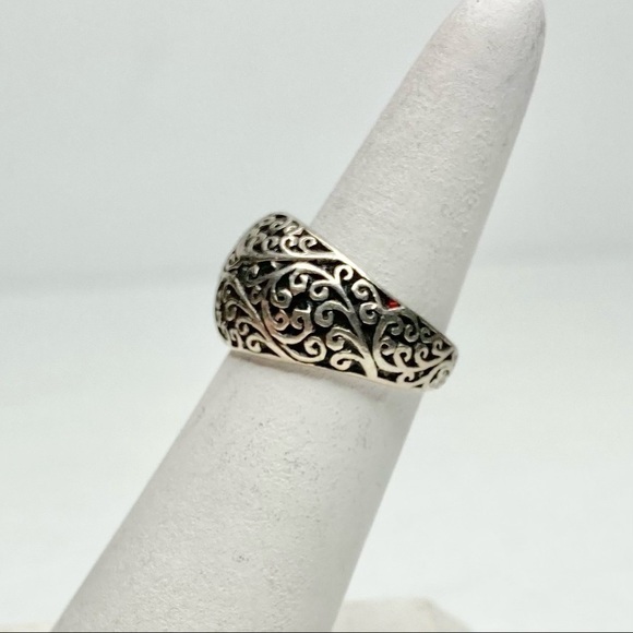 100% Sterling 925 Silver Stamped Scroll Engraved Swirl Boho Gypsy Hippie Ring 5 - Picture 7 of 10